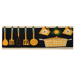[V1409380000] Tappeto pvc cucina giallo nero cm 120x50x0.6