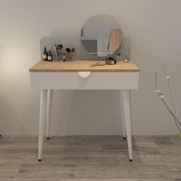 [FZ93891] Tavolino Krell Toeletta con con specchio colore sonoma e bianco