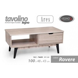 [GIC796555] Tavolino basso salotto rovere con ripiano e vano cm 100 x 48 x 43 h