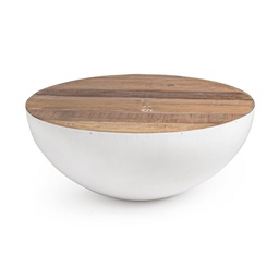 [B0745852] Tavolino bianco in legno riciclato stile design cm Ø90 - 38