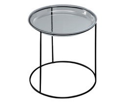 [CO/041/NE] Tavolino con top in vetro temperato e base nera 40x40 cm