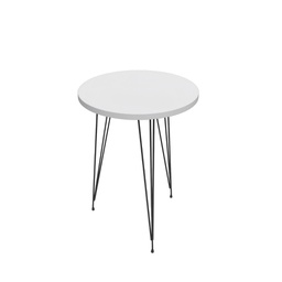 [FZ97211] Tavolino da caffè tondo Nisa 35 colore bianco e gambe metallo nero