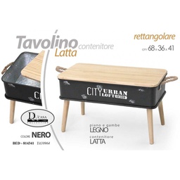 [GIC814341] Tavolino in latta nero baule Stile urban industrial cm 68 x 36 x 41 h