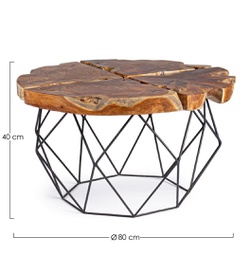 [B0680556] Tavolino vintage metallo e legno Adanya