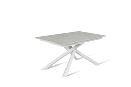 [OM/433/CB] Tavolo allungabile cemento bianco-bianco 90 cm x 140- 190 cm H. 76 cm
