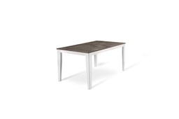 [OM/430/CG] Tavolo allungabile cemento grigio-metallo bianco 80 cm x 130-290 cm H. 76 cm