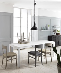 [OM/156/A] Tavolo allungabile in melaminico bianco 130/210x80x76h cm