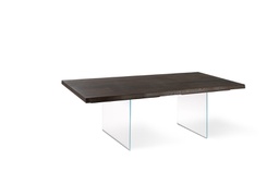 [OM/275/RT] Tavolo allungabile in rovere termocotto e gambe in vetro 160x240x90 cm