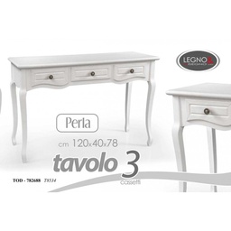 [GIC782688] Tavolo bianco shabby elegante cm 120 x40 x 78h tre cassetti