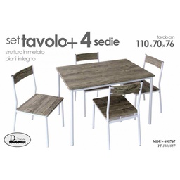 [GIC698767] Tavolo con 4 sedie struttura metallo cm 110x 70x 76 h