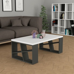 [FZ97581] Tavolo da salotto Honey piano bianco e gambe antracite