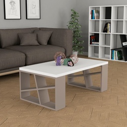 [EFFEZ97582] Tavolo da salotto Honey piano bianco e gambe tortora EFFEZ
