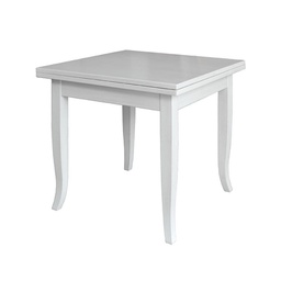 [FZ59562] Tavolo in legno massello quadrato allungabile colore bianco 90x90-180 cm