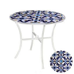 [V6461090000] Tavolo mosaico in metallo Sorrento  cm 60