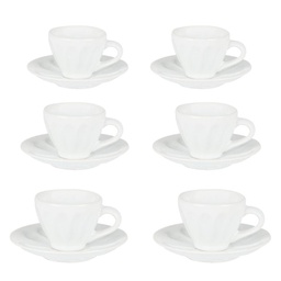 [V5857590000] Tazzina caffe' set 6 pezzi amleto bianco c-piattino 7,5x7,5x4