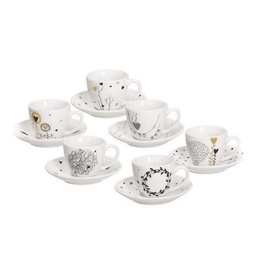 [1908380] Tazzina caffè con piattino Bianco IRIS GOLDY Set da 6