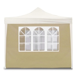 [8052789591257] Telo laterale per gazebo richiudibile con finestre in tessuto Beige 300x200 cm