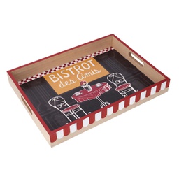 [V5960750000] Vassoio legno bistrot nero rettangolarecm40x30h5