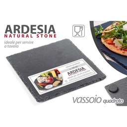 [GIC749827] x16 Vassoio piatto quadrato in ardesia cm 25 x 25 casa pub o ristoranti