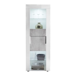 [EFFEZ59671] Vetrina moderna bianco lucido 1 anta grigio cemento L.61 P.42 H.167 cm EFFEZ