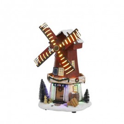 [19630314] Villaggio natalizio con mulino a vento a batteria 20x13x h33 cm