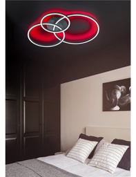 [TRIO670810632] Winona plafoniera led tonda orientabile nera retro-illuminata rgb con telecomando multifunzione l. 77cm Moderno LED