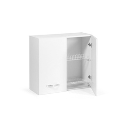 [A10094MF] Pensile scolapiatti per cucina Bianco Frassinato Cm 80x32xH 72 con 2 ante