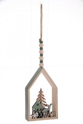 [B0924292] 12x Pendaglio Casetta Cerbiatto Naturale