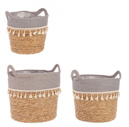 [B0411100] 3x Set3 Cesta 2M Bridget To Grigio-Naturale