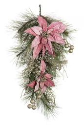 [B0932860] 4x Decor. Annabel Poinsettia Rosa Goccia