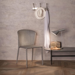 [OM/335/GR] 4x Sedia in similcuoio e seduta grigio chiaro 49x56x82h cm