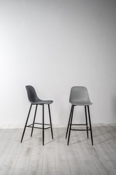 [OM/455/GC] 2x Sgabello in polipropilene grigio chiaro-metallo 47 cm x 37 cm H. 103 cm