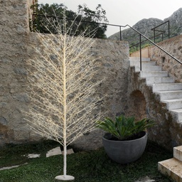 [20100252] Albero Ramo TIGLIO Bianco H230cm 1560 MicroLED FlashLED 4m+ø115xH230cm Luci di Natale
