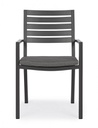 4x Sedia antracite con bracciolo e cuscino in alluminio stile industrial