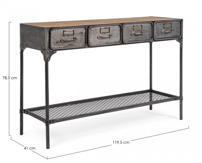 Consolle Store 4 cassetti 1 ripiano in stile industriale