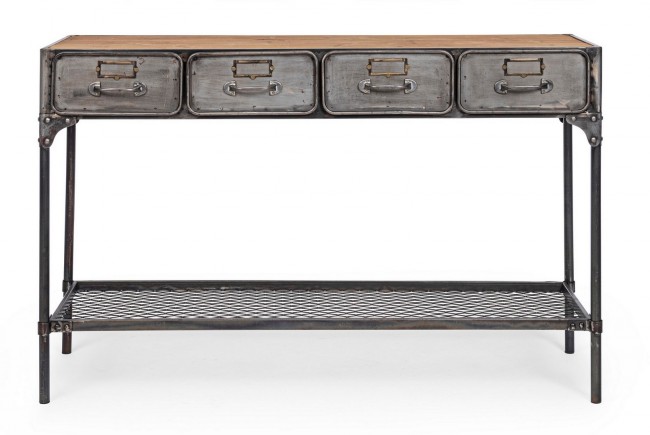 Consolle Store 4 cassetti 1 ripiano in stile industriale