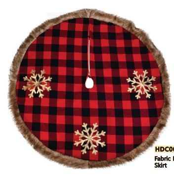Copribase albero tessuto con fiocchi tartan rosso cm ø120