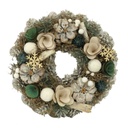 Coroncina con pigne e fiori bianco verde cm ø30h7,5