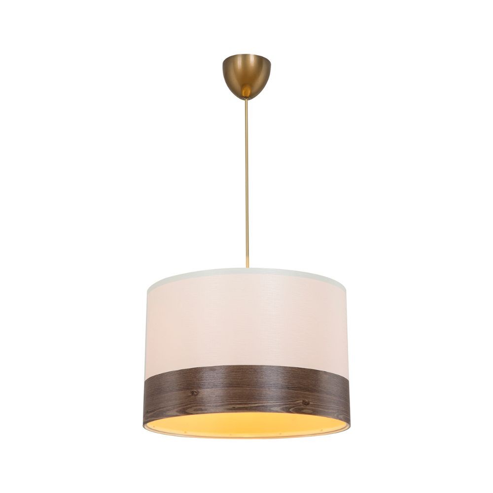 Lampada a sospensione Alfina tessuto bianco fascia effetto legno ASZ1668