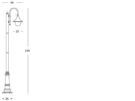 Lampada da esterno in alluminio pressofuso con diffusore trasparente - Altezza max 150mm - Potenza massima 60W ruggine