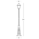 Lampione in pressofusione di alluminio nero diffusori in vetro trasparente h. 293 cm