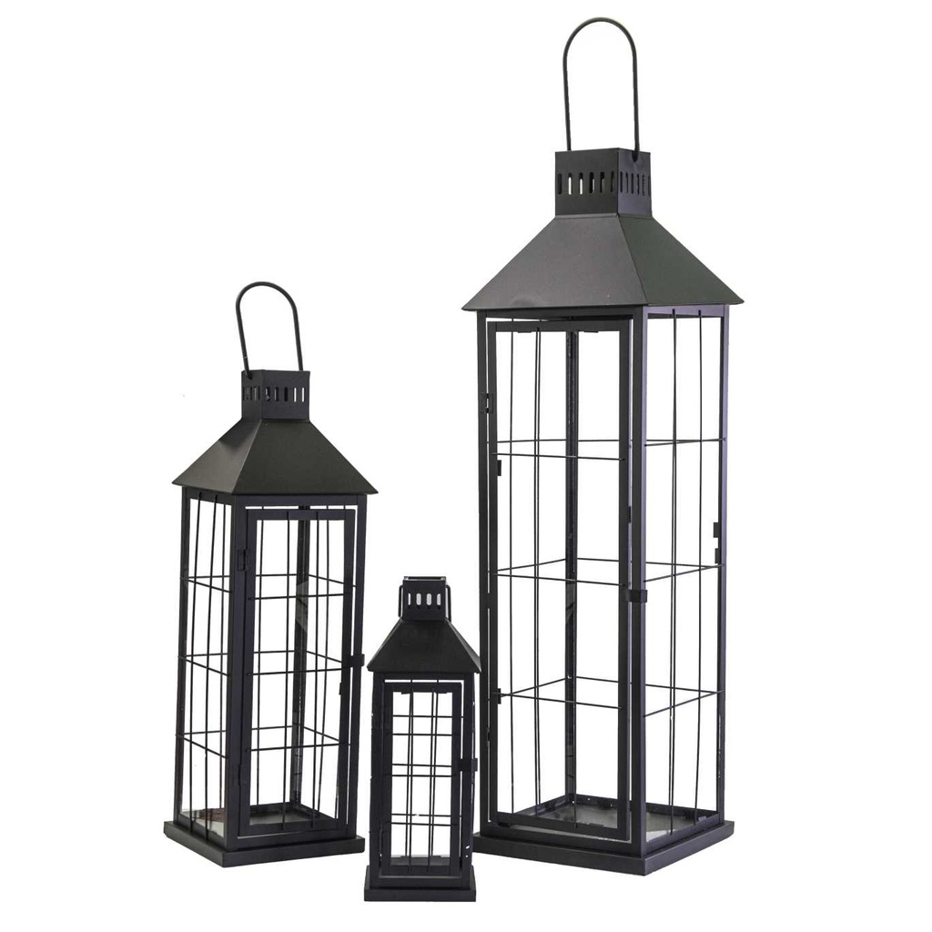 Lanterna metallo 1-3 nero quadro cm26x26h87,5
