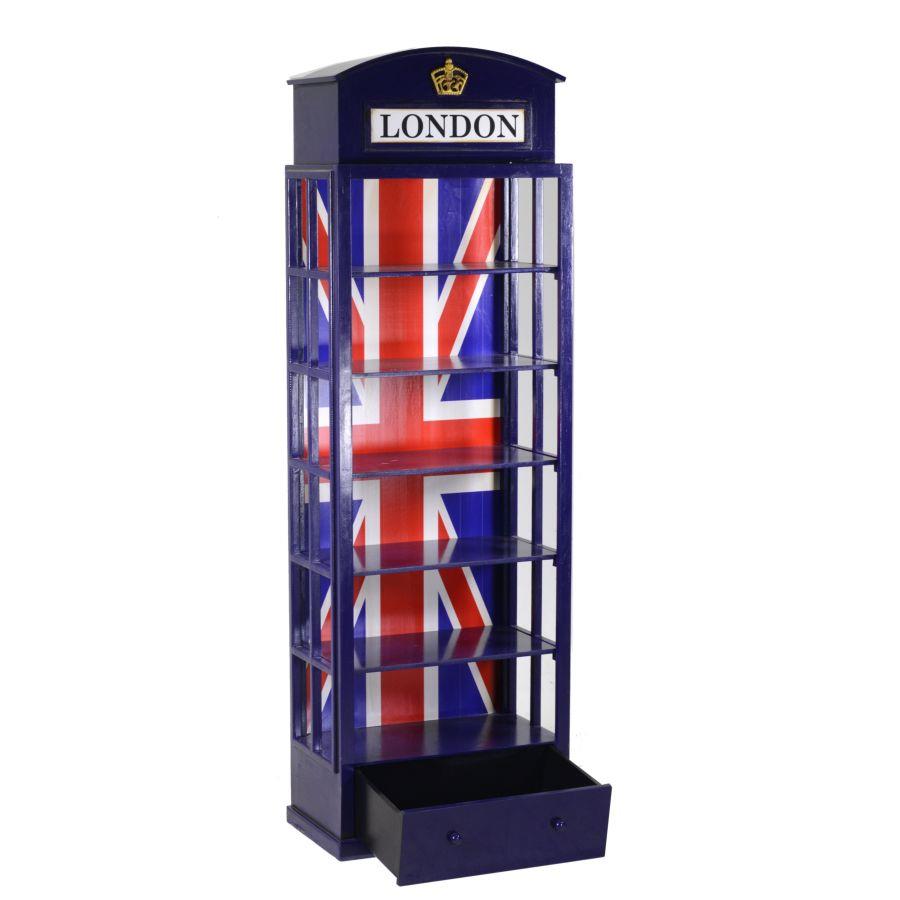Mobile libreria blu 6 piani + 1 cassetto cm 48x27h146