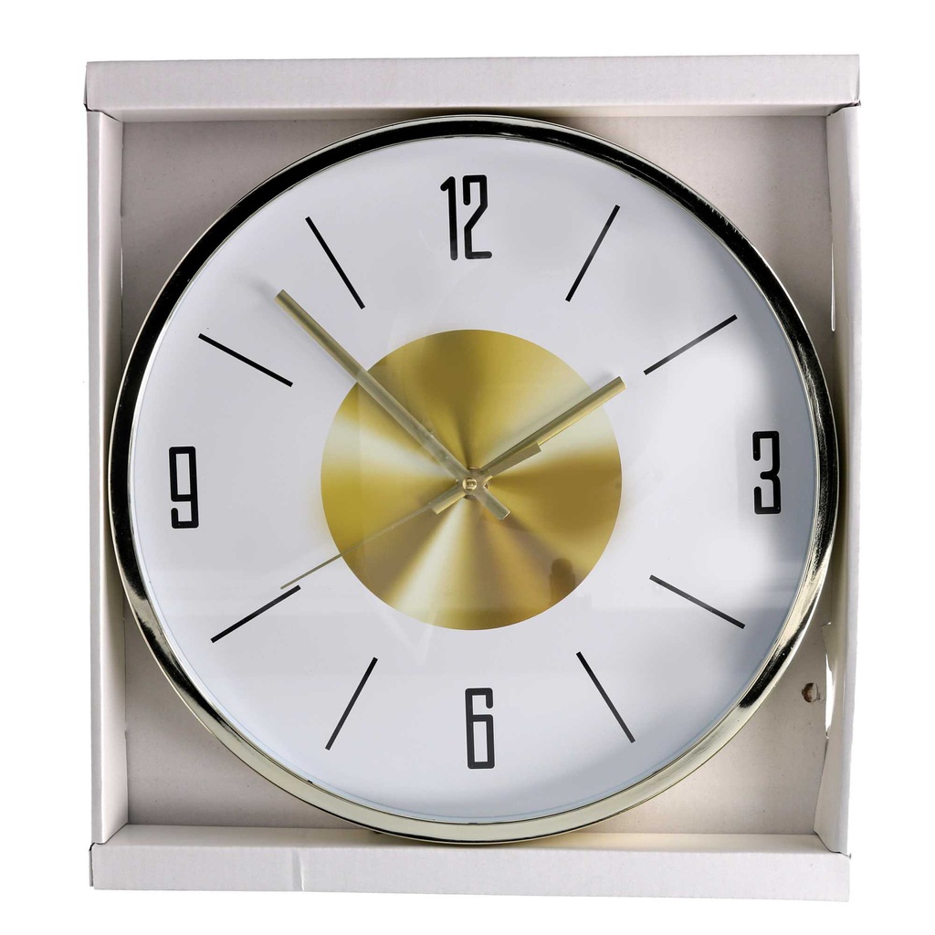 Orologio plastica bianco e oro tondo cmø30