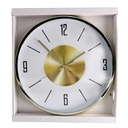 Orologio plastica bianco e oro tondo cmø30