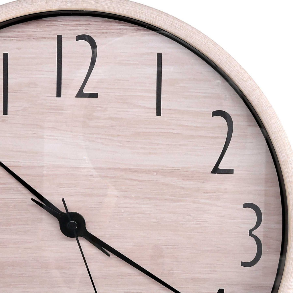 Orologio plastica effetto legno naturale tondo cm ø32h4