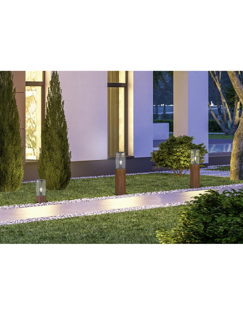 Paletto Da Esterno Garonne IP44 1xE27 Legno H40 cm Trio Lighting