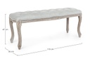 Panca classica legno velluto grigio Mathilde cm 110 x 36 x 47