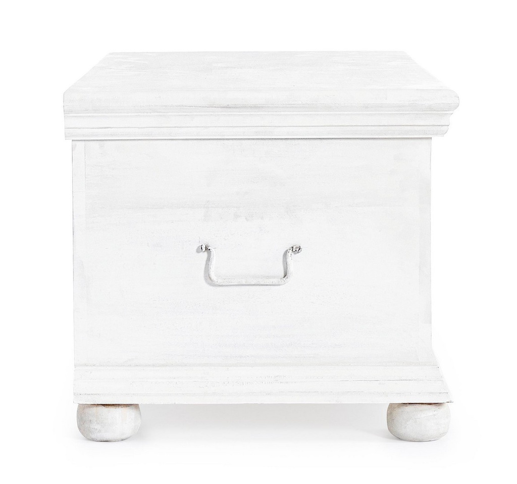 Panca portatutto shabby intarsiata bianca cm 100 x 50 x 45h