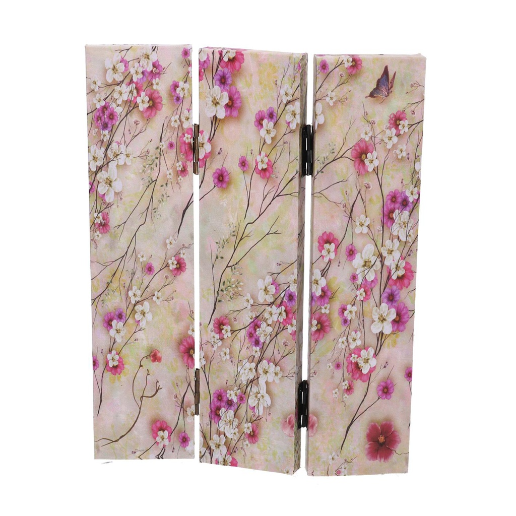 Paravento stampa 3 ante naturale con rami fiori cm 120,6x2,5xh180,6x2,5xh180